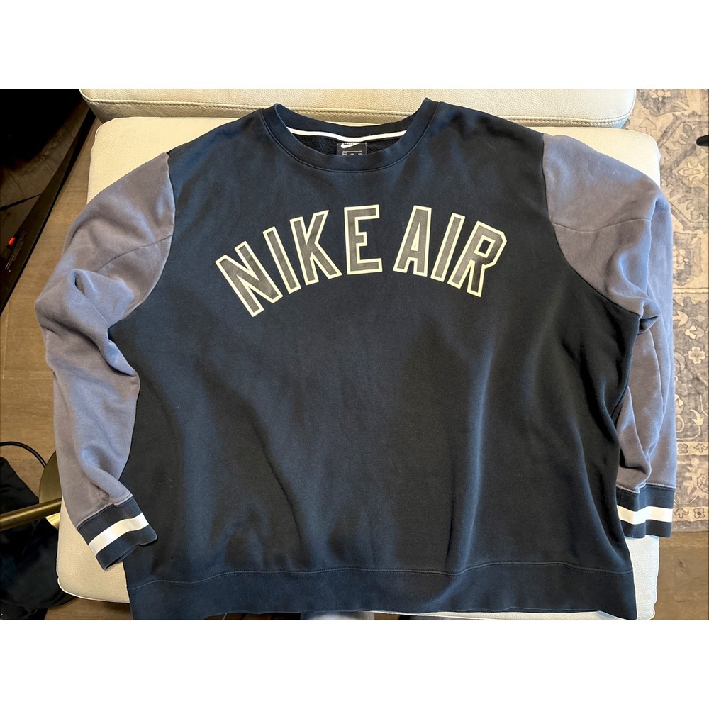 Nike Air Sweatshirt Mens XXL Black Gray Crewneck CN9123-010 Logo Pullover Fleece
